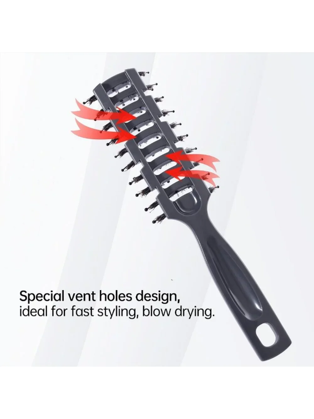 Vented Boar Bristle Hair Brush for All Hair Types - Quick Drying, Curly